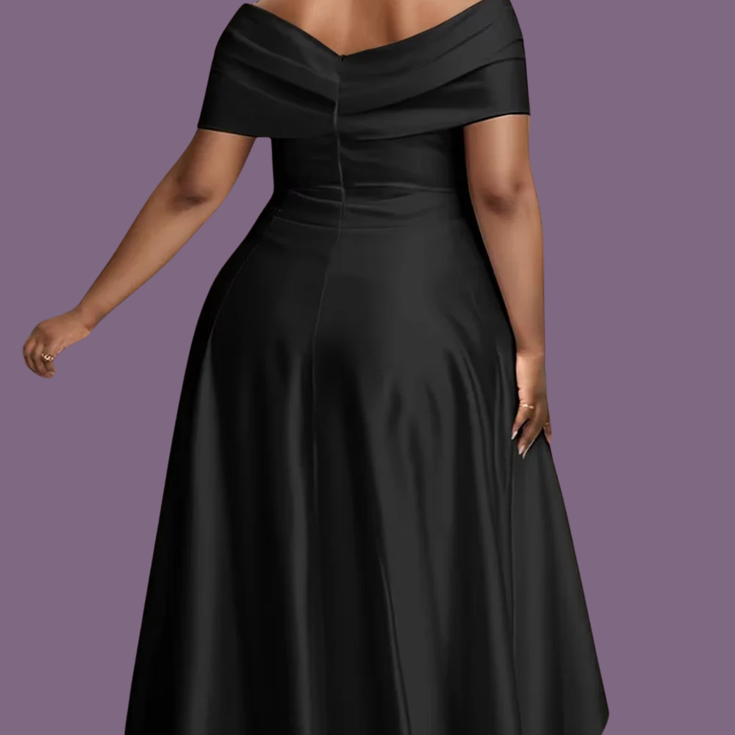 Elegant V-Neck Pleated Evening Dress – High Waist A-Line Long Party Dress for Women