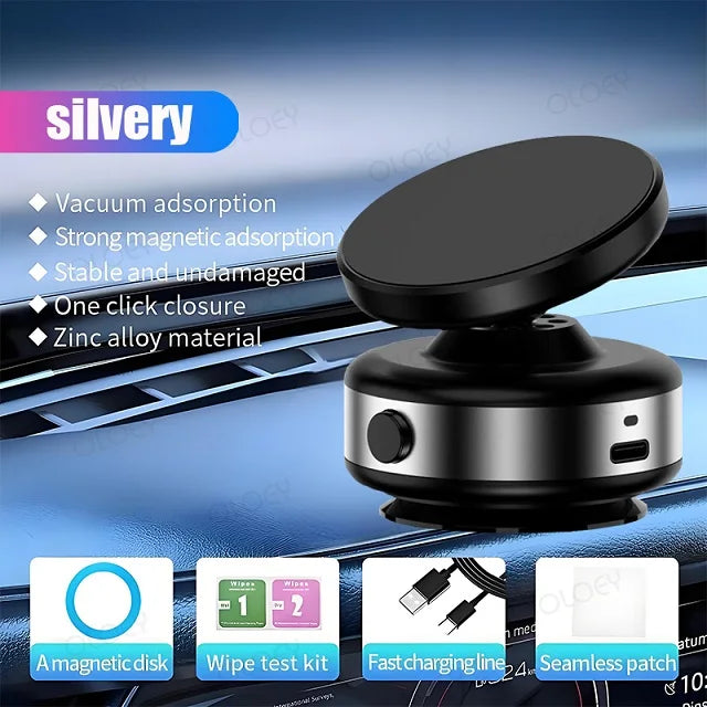 "360° Rotatable Magnetic Car Phone Holder - Universal Vacuum Mount for iPhone & Samsung"